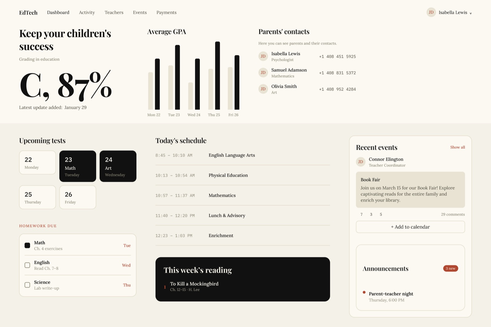 Lumen — A student learning dashboard