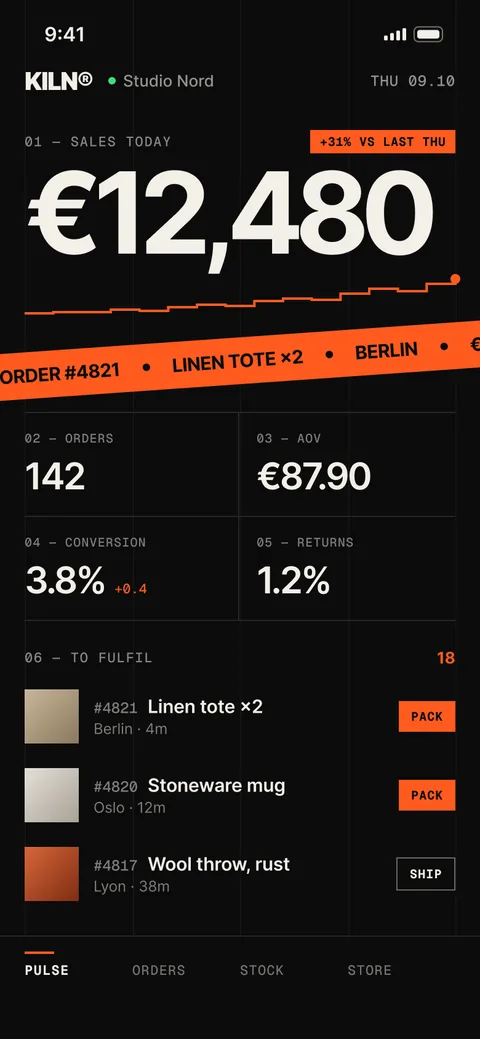 Kiln: A store pulse app for makers