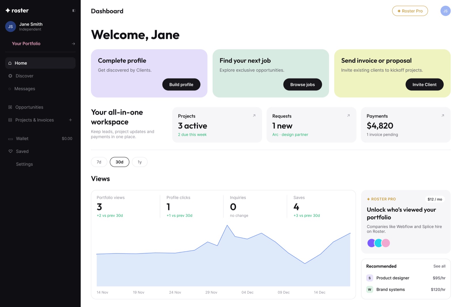Roster — A workspace for freelancers